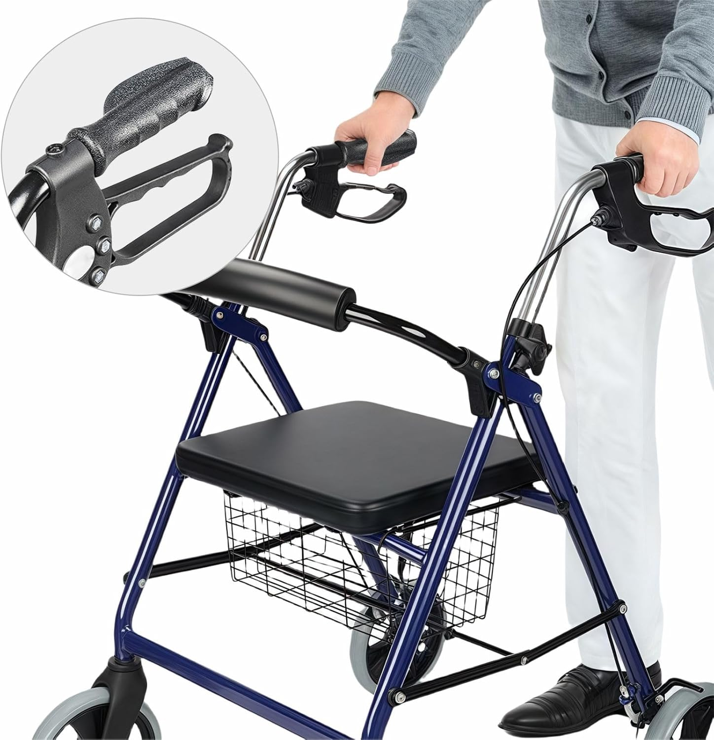 Rollator Hand Grip for Rolling Walker Replacement - Elderly & Disabled Patient Handgrips Accessories, 7/8", 2 Pcs (Black-A)