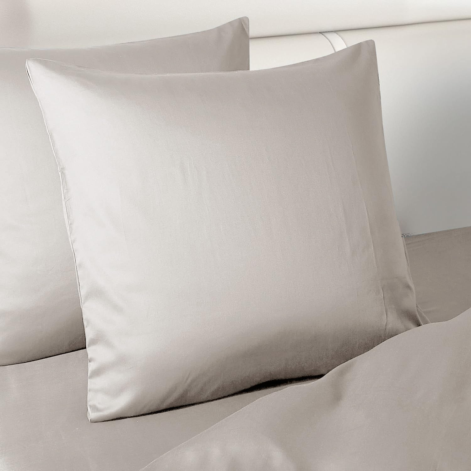 Luxton 100% 1000TC Cotton European Pillowcases 65X65Cm Linen Beige Sateen Cotton Solid Plain Linen Beige Hotel Level European Pillowcase 1PC (65X65Cm, Linen Beige) image number 6