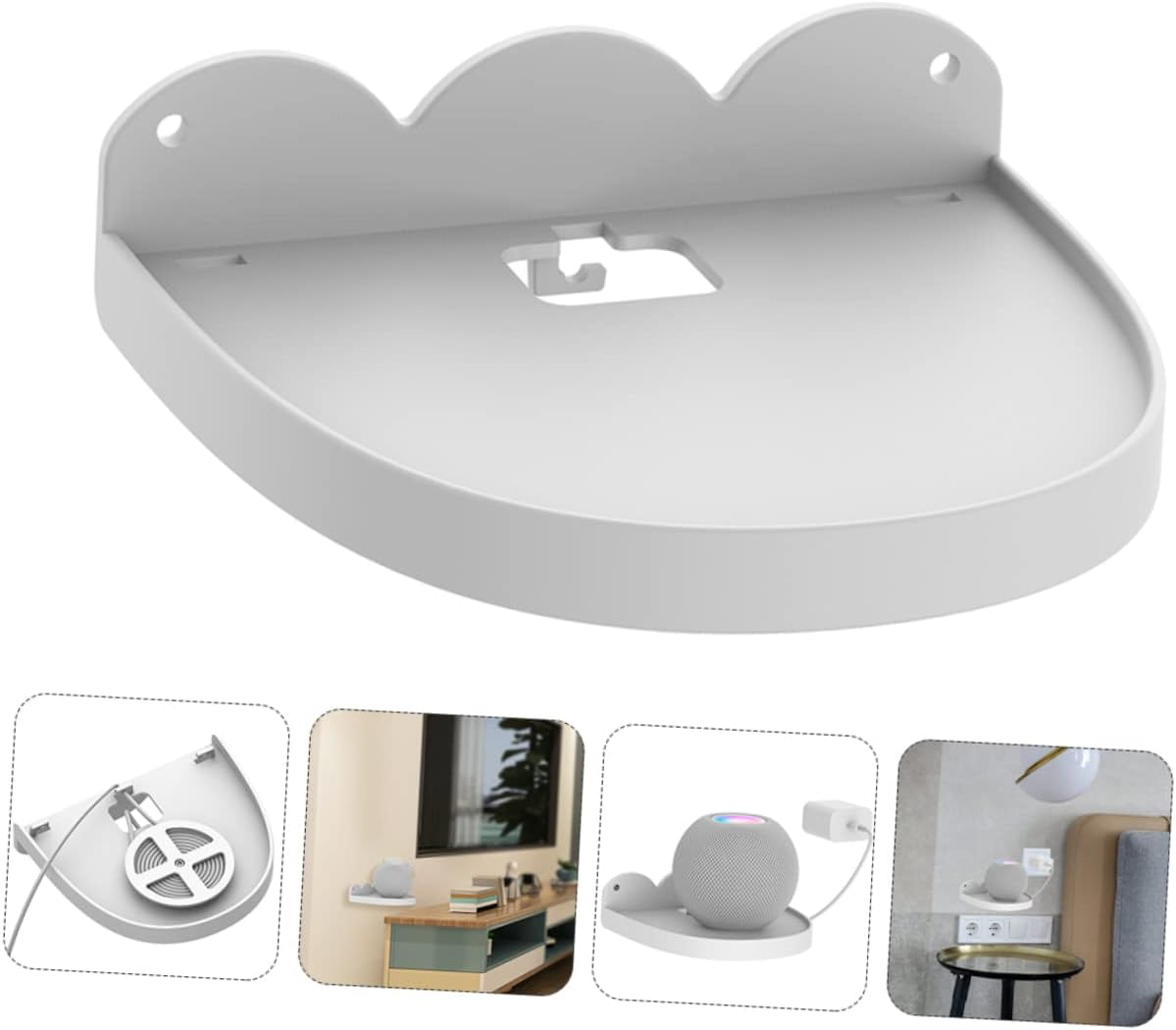 OSALADI Smart Speaker Shelf for Mini Wall-Mounted Audio Rack White Cord for Home Decor image number 1