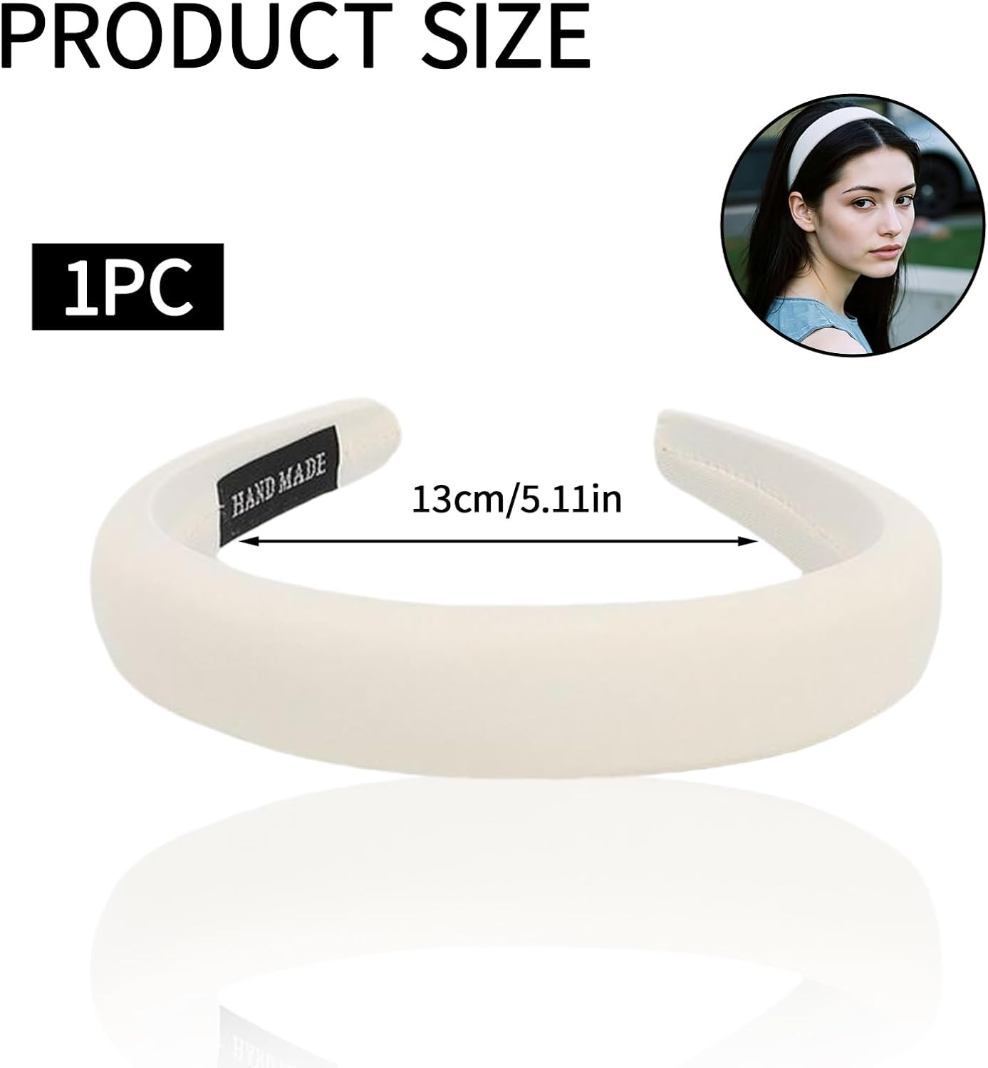 3 Cm Wide Headband for Women, Classic White Headband, Versatile Headband Made of Durable Material, Elegant Accessory for Any Occasion, Comfortable and Lightweight