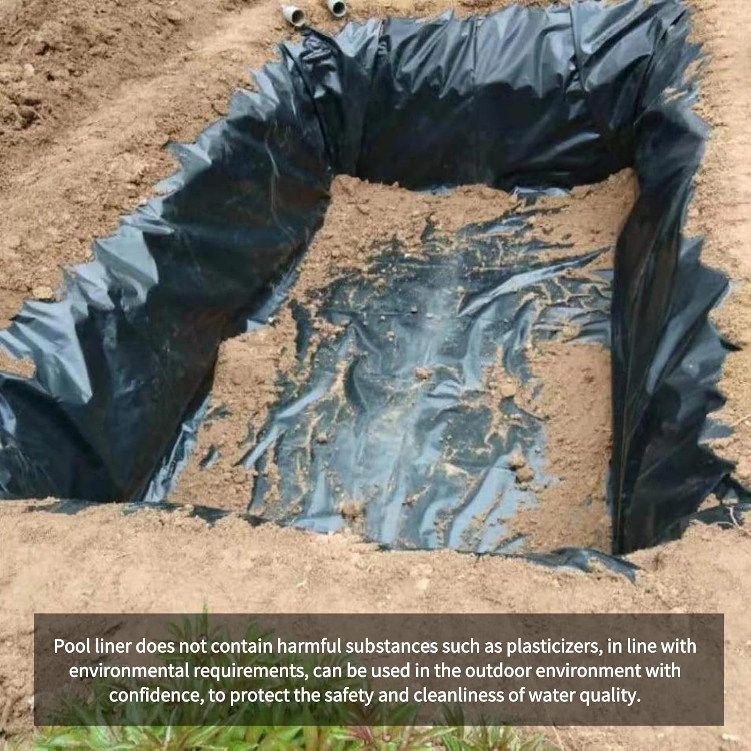 Black Pond Liner, PE Durable Pondliner for Waterfall Fish Ponds Garden Fountain, Fish Pond Plastic Liner (2 * 2M) image number 2