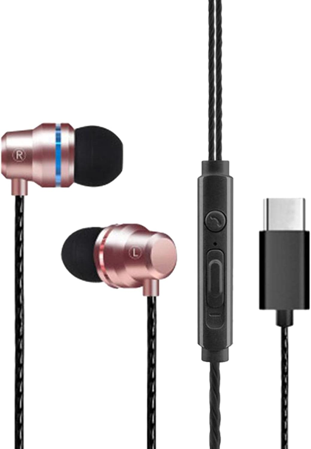 Eigell Universal Durable USB Headphones Earbuds Rose Gold image number 4