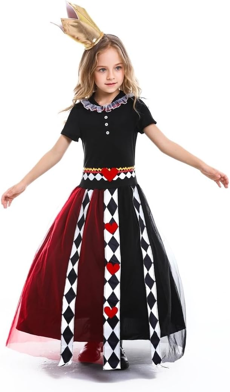 Costume Bay Girls Queen of Hearts Alice in Adventure Book Week Cosplay Party Costume Enchanted Kids Dress Themed Costume Imaginative Play Royal Birthday Girls image number 6