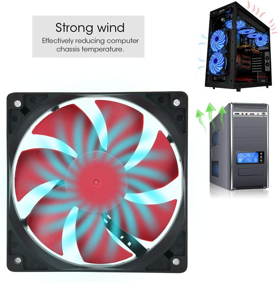 5Pcs 12Cm Waterproof Power Cooling Fan, Low Noise Power Supply Cooler, PC Chassis Fan Heat Sink for Computer, 12V image number 6