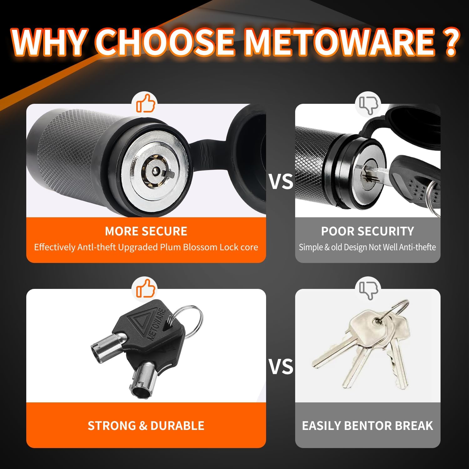 METOWARE Trailer Tongue Coupler Lock 1/4" Dia, 3-1/2" Span, Trailer Hitch Lock for Latch-Type Coupler, Black Trailer Pin Lock for Towing Trailer RV Car Boat Truck (2 Pack) image number 4