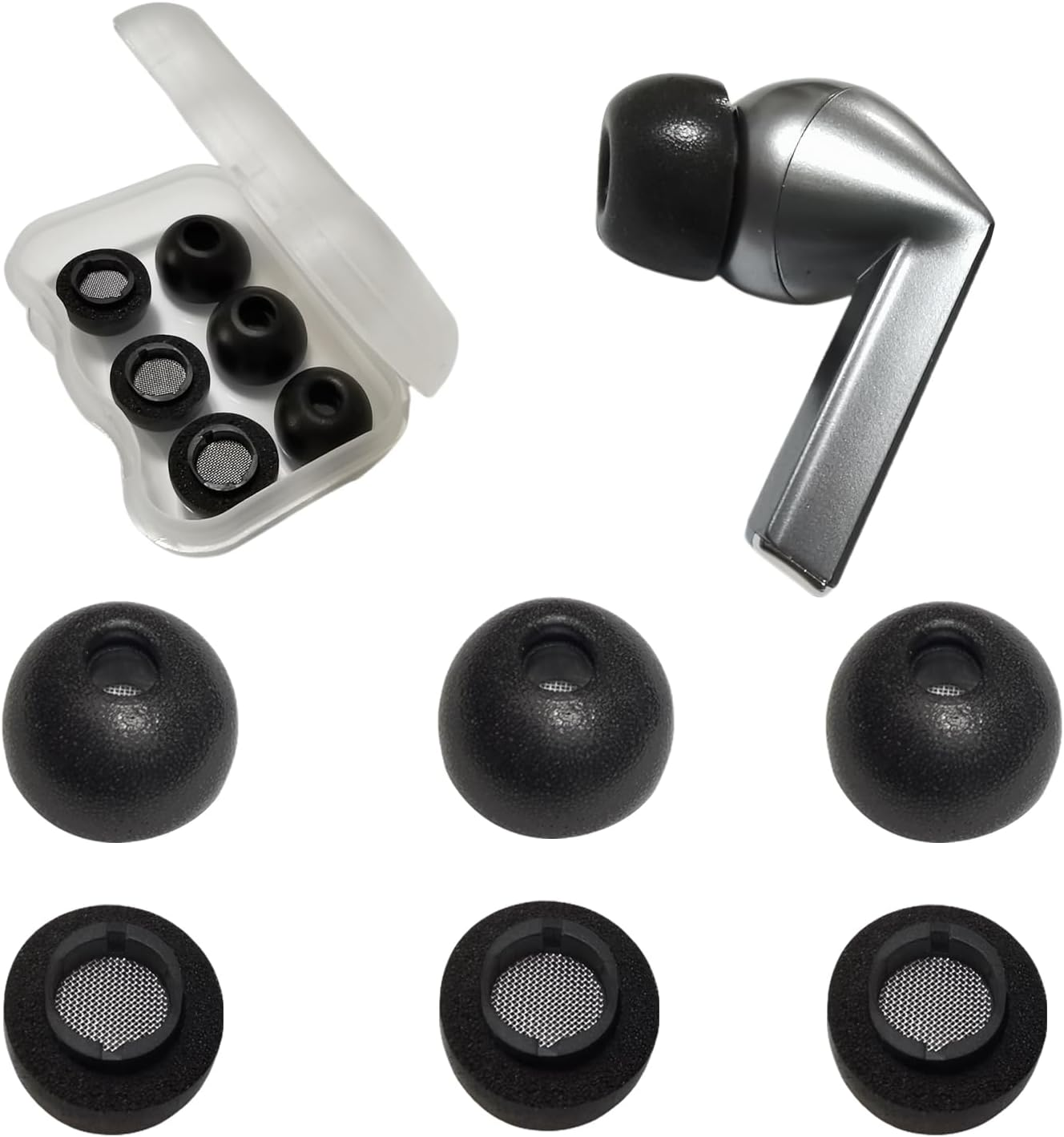 4 Pairs L/M/S/XS Memory Foam Tips for Samsung Galaxy Buds3 Pro Ear Tips Replacement Earbuds Tips for Galaxy Buds 3 Pro Earbud Fit in Case Black
