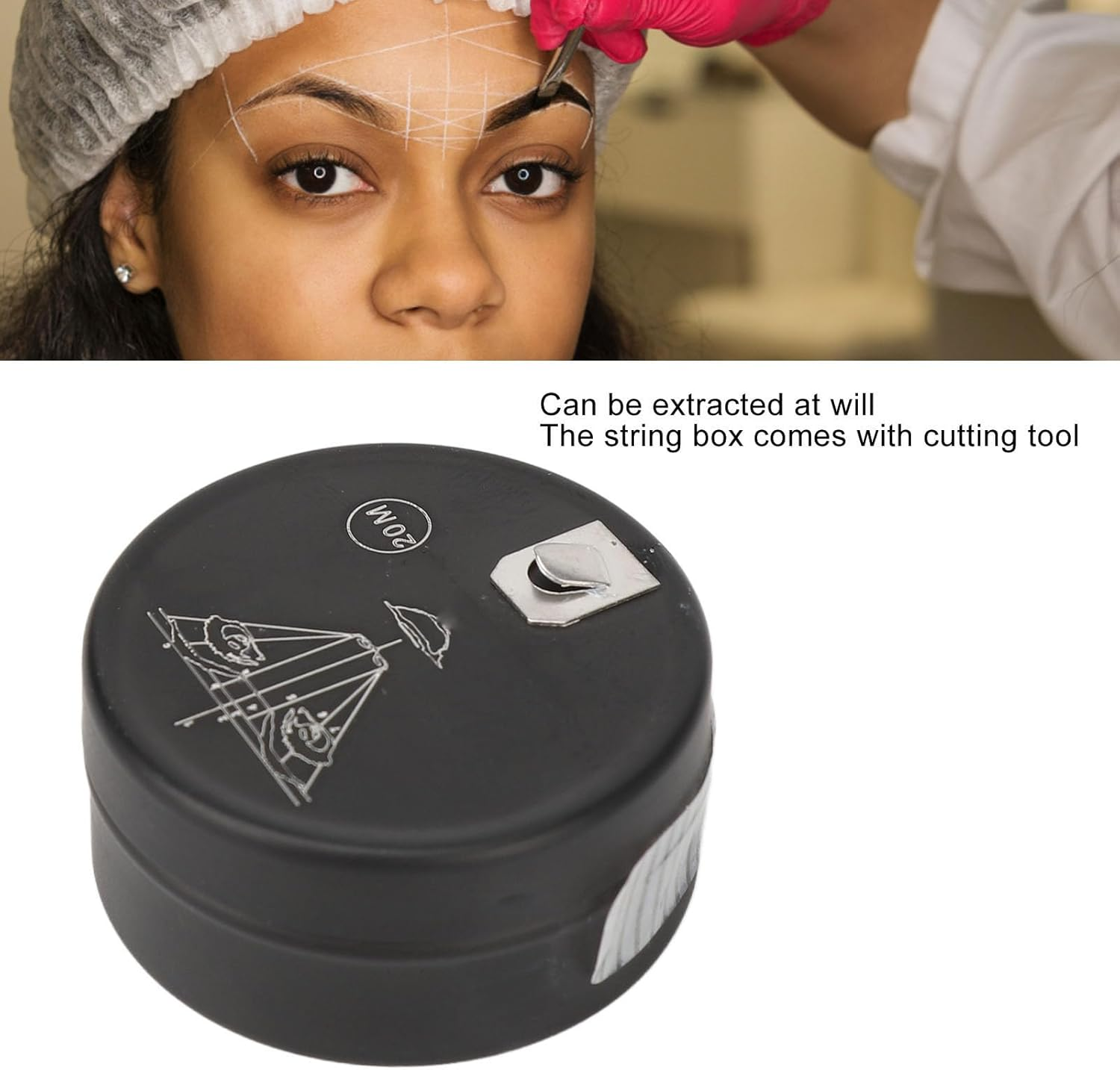 Brow Mapping String, Makeup Mild Microblading Mapping String Pre Inked 65.6Ft for Beautician for Beauty Salon (White) image number 5