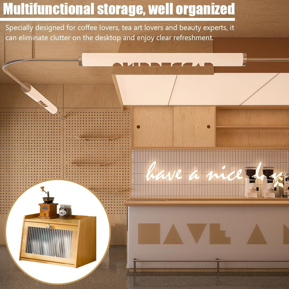 TOMVAES 2-Layer Bamboo Storage Cabinet, Countertop Kitchen Storage Cupboard, Tea & Coffee Bar, 40X25X27 Cm image number 2