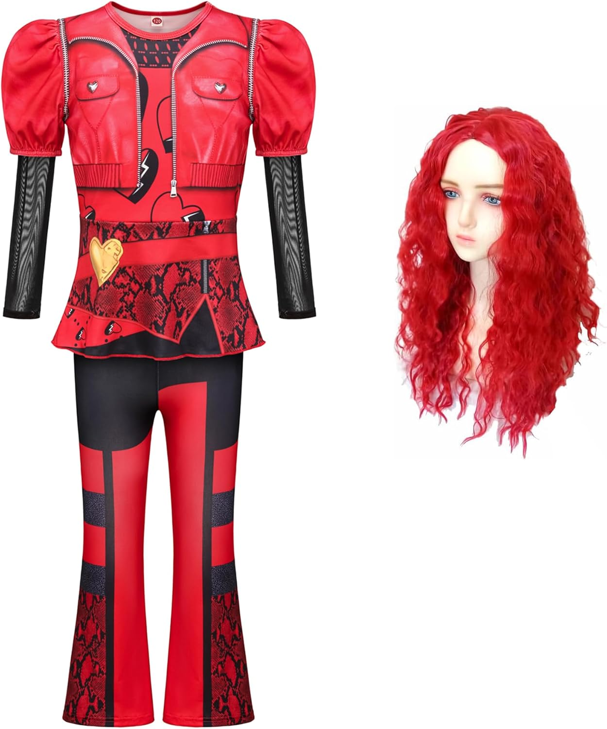 FOVIORZ Girls Rise Red Costume Halloween Party Princess Dress up Costume with Wig