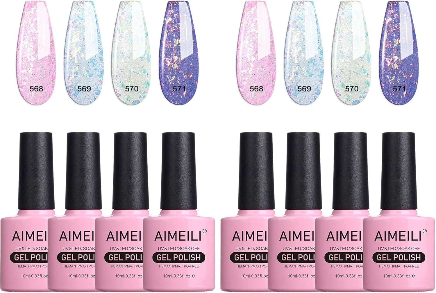 AIMEILI Gel Nail Polish Set of 4Pcs X 10Ml - Kit Set 32 (Pack of 2)