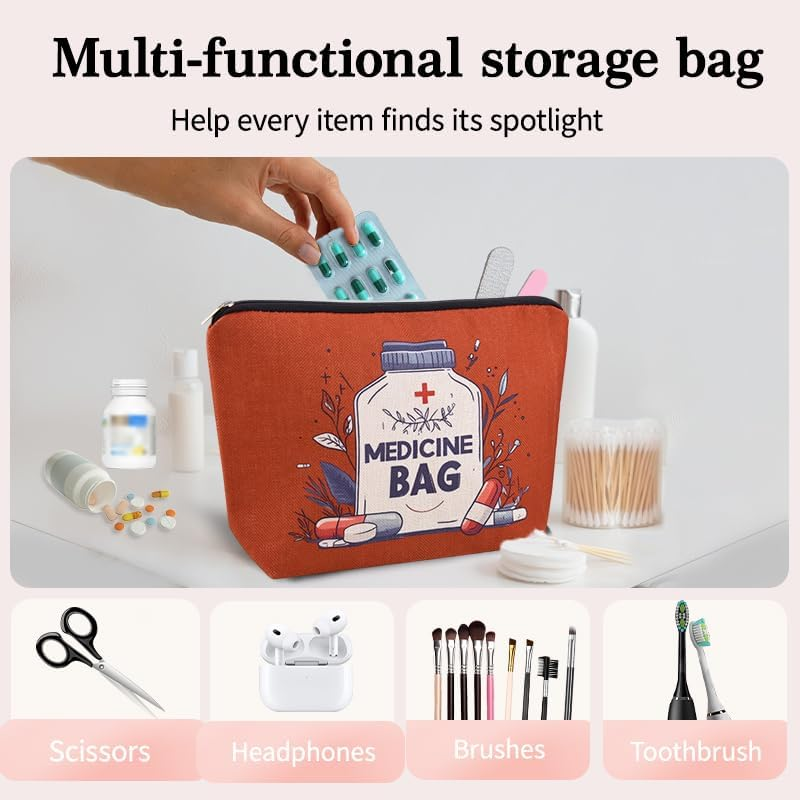 Medical Bag Organizer Pouches Nurse Practitioner Gifts Bag Drug Pill Organizer Physician Assistant Pharmacy Student Patients Travel Makeup Bag Doctor of Nursing Practice Graduation Gifts Pouch Bags - Elastic Silicone Cable Straps Cord Organizer image number 2