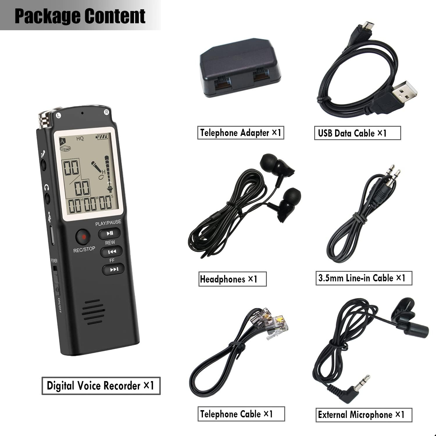 32GB Digital Voice Recorder Noise Cancelling Audio Recorder with Playback, Large LCD Screen and Built-In Speaker, Digital Tape Recorder for Meetings, Lectures, Interviews image number 2
