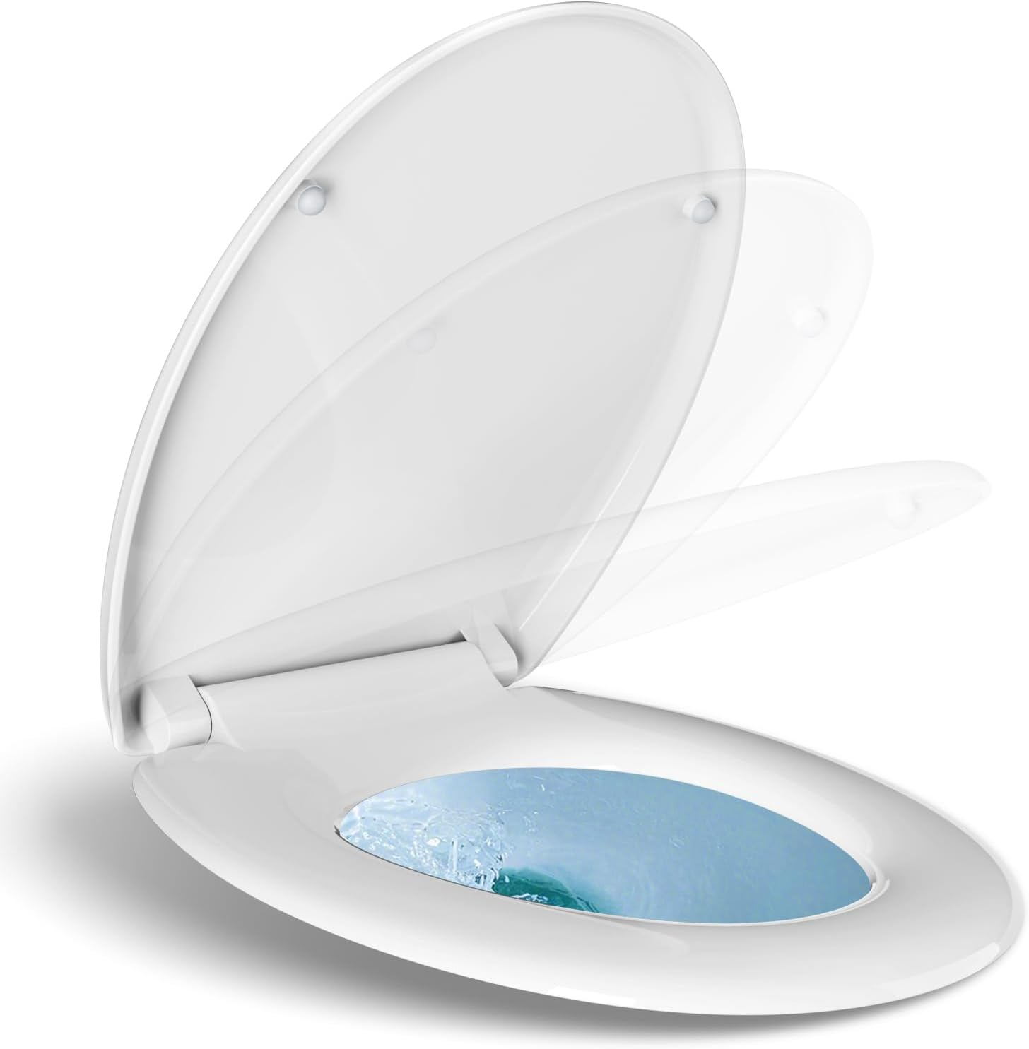 Toilet Seat, MUJIUSHI Soft Close Toilet Seats with Quick Release & Non-Slip Seat Bumpers, Simple Top Fixing, Standard Toilet Seats White with Adjustable Hinges, O Shape image number 2