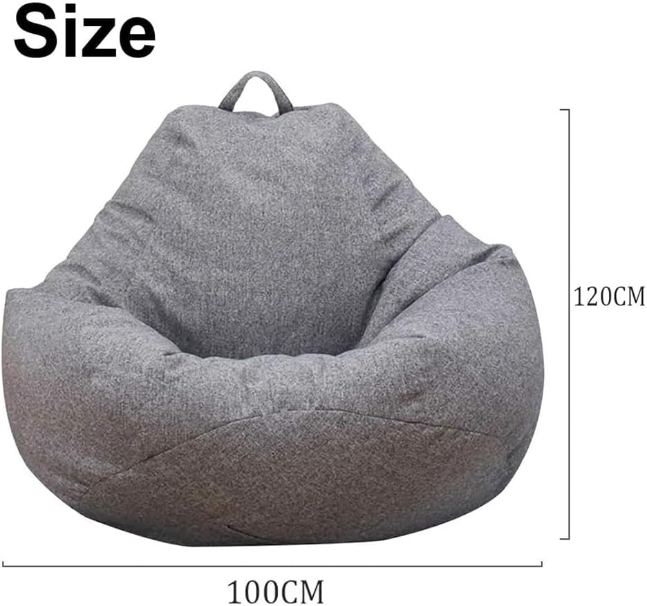 Stuffed Bean Bag Chair Cover (No Filler),Lazy Lounger Bean Bag Cover Stuffable Beanbag Cover Plush Toy Storage Bag for Adults and Kids (Gray, 100 X 120 M) - Blue image number 4