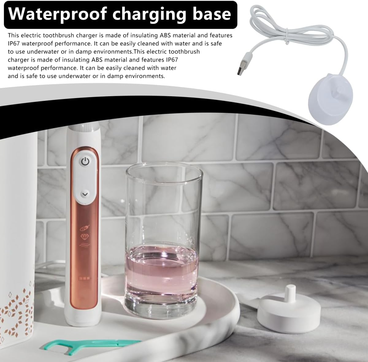 Replacement Electric Toothbrush Charger, IP67 Waterproof Charger Base, Compatible with B-Raun Oral B 3757 Type D12 S12 S18 D10 D16 D17 D18 D19 D20 D29 D34 D36 image number 5
