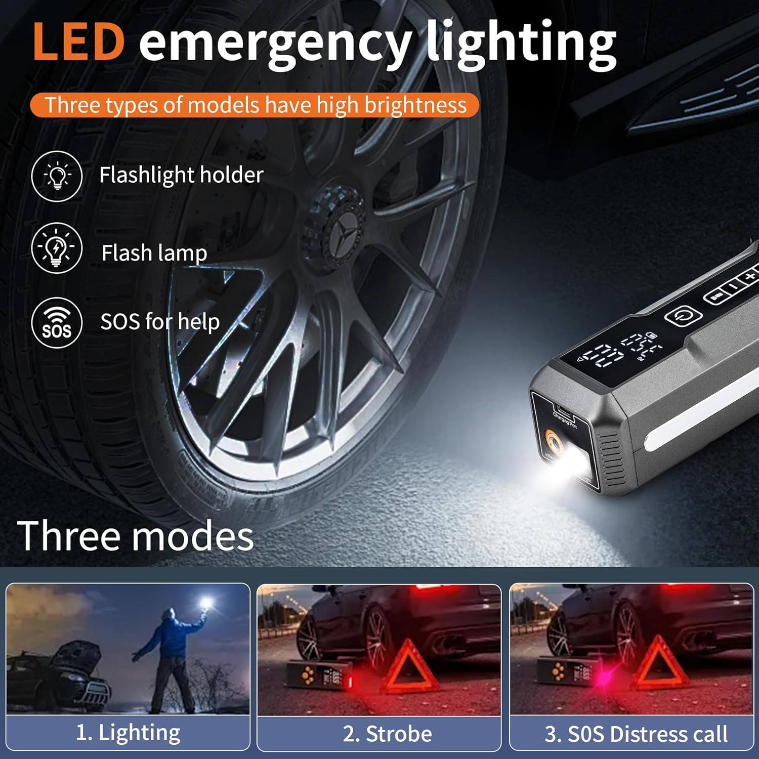 Mini Vacuum Cleaner High Power Car Vacuum Cleaner Rechargeable Handheld Electric Air Duste Vacuum Cleaner, Air Pump, Tire Pressure Gauge, and Flashlight All in One image number 5