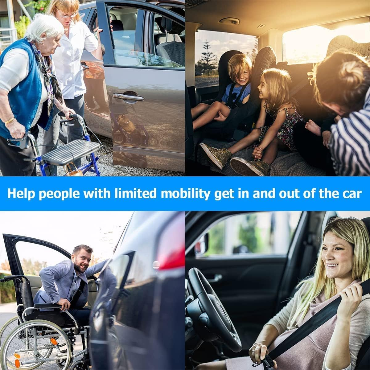 Car Handle, Car Door Assist Support Handle for Elderly and Handicapped, Multifunction Window Breaker Emergency Tool, Car Support Mobility Aid Grab Bar Handle for Seniors (Red)