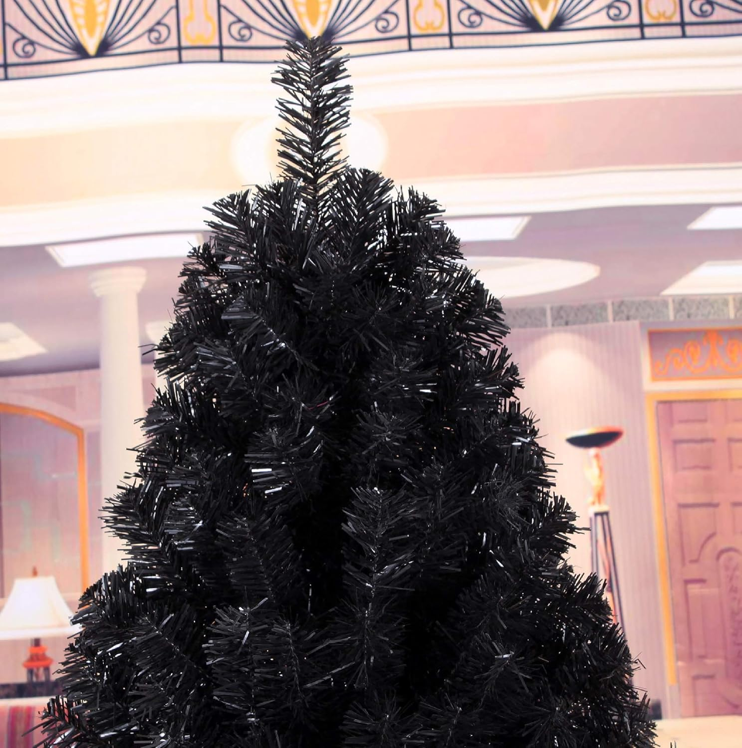 Black Xmas Christmas Tree 1.8M/6Ft 1200 PVC Tips Metal Construction Decoration Chistmas Gift