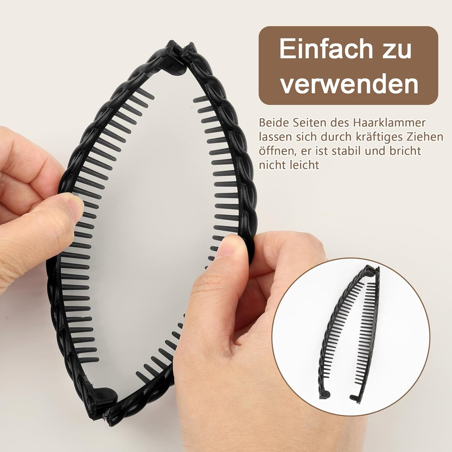 Banana Clip Pack of 2, Vintage Banana Hair Clip, Banana Clip Hair for Women, Thick, Medium, Curly, Straight Hair (Black, Brown) image number 4