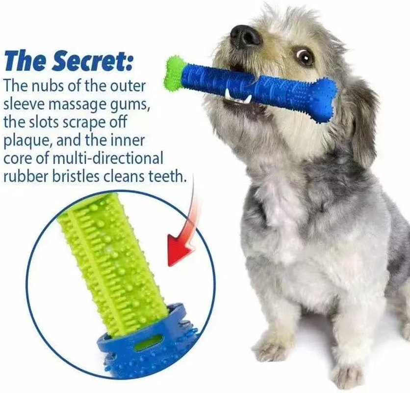 Dog Dental Chew Toy, Durable Rubber Tooth Cleaning Stick, Blue and Green, Pet Teeth Care image number 6