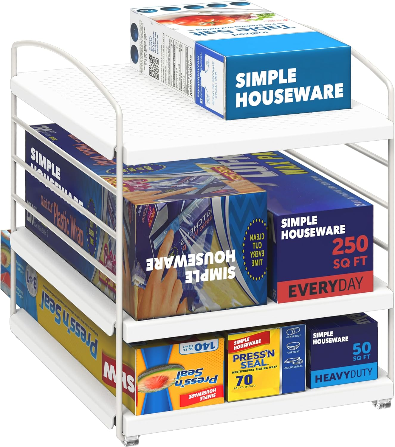 Simple Houseware Adjustable Kitchen Wrap Organiser Shelf, White image number 2