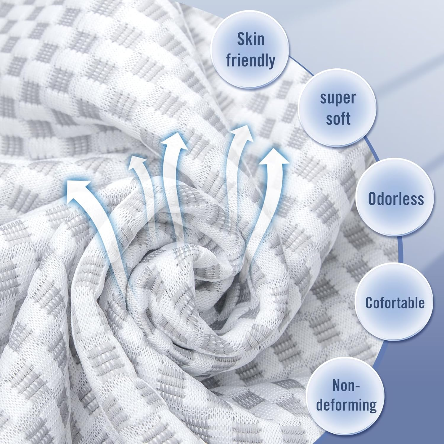 Shredded Memory Foam Pillow with Washable Removable Pillowcase,Queen Size Bed Pillow for Sleeping,Suitable for Stomach,Back and Side Sleepers. image number 4