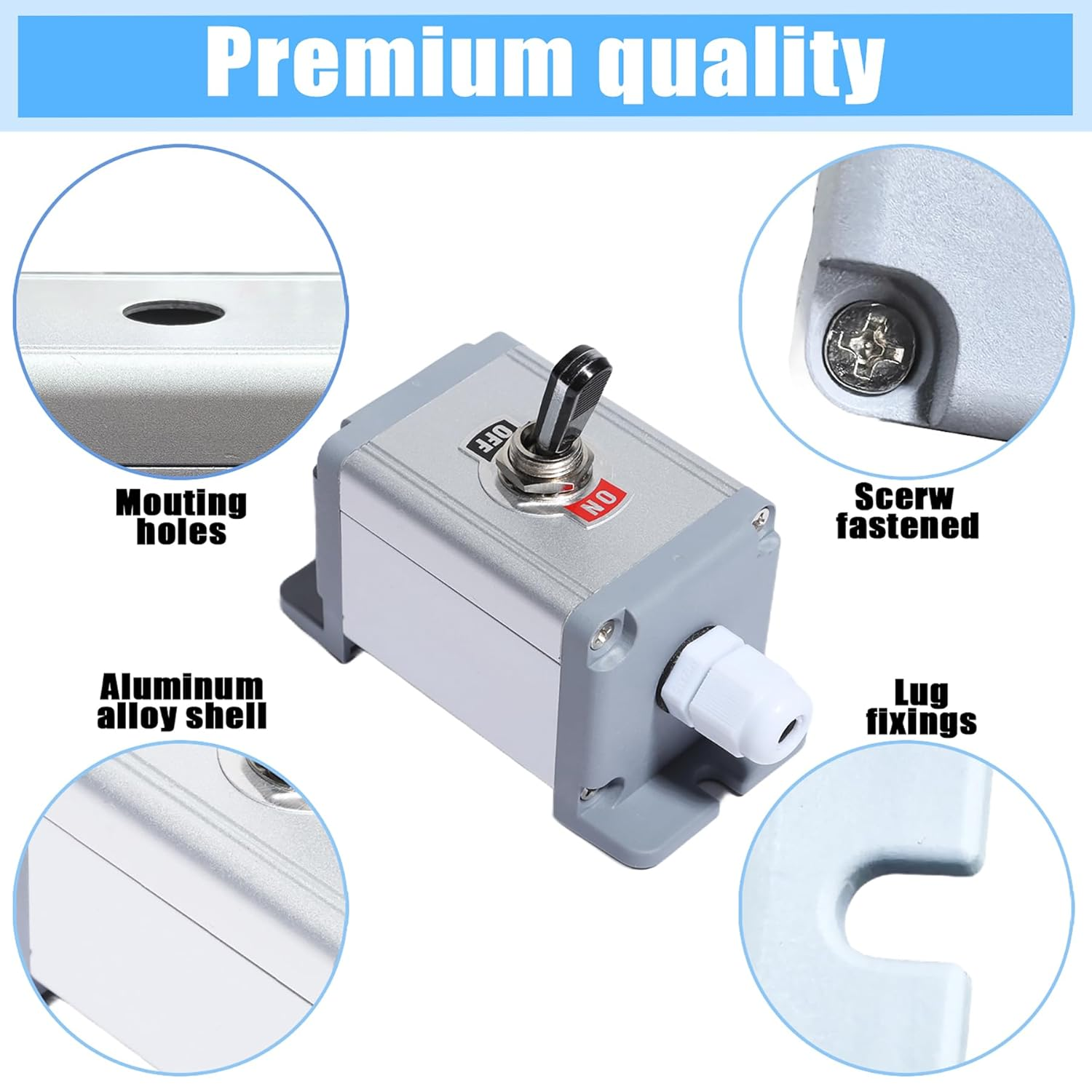 Aikoolwer Heavy Duty Rocker Toggle Switch Box 16A 250V SPST 2 Position on off Switch Waterproof Metal Shell for Car Truck Marine Industrial Equipment image number 5