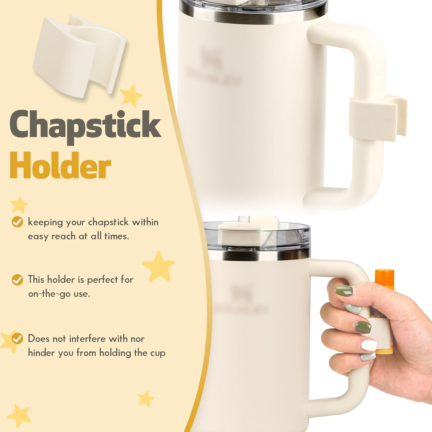 Set of 3 Accessories for 40 Oz Tumblers or Other Brands of 40 Oz Tumblers (Cream) - Cream image number 2