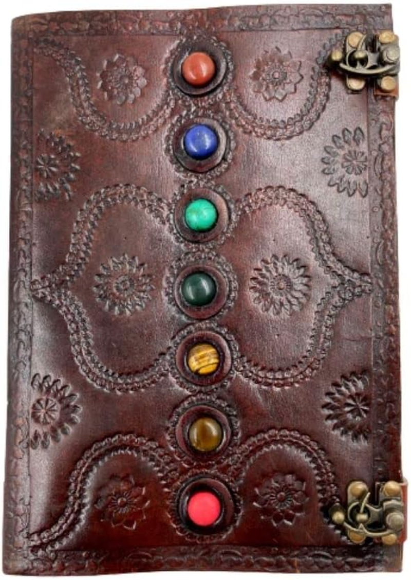 OVERDOSE Embossed Seven Stone Leather Journal - Handmade Antique Stone Diary Sketchbook Drawing Journal - Size 7 X 10 Inches | 17 X 25 Cm | A4 image number 3