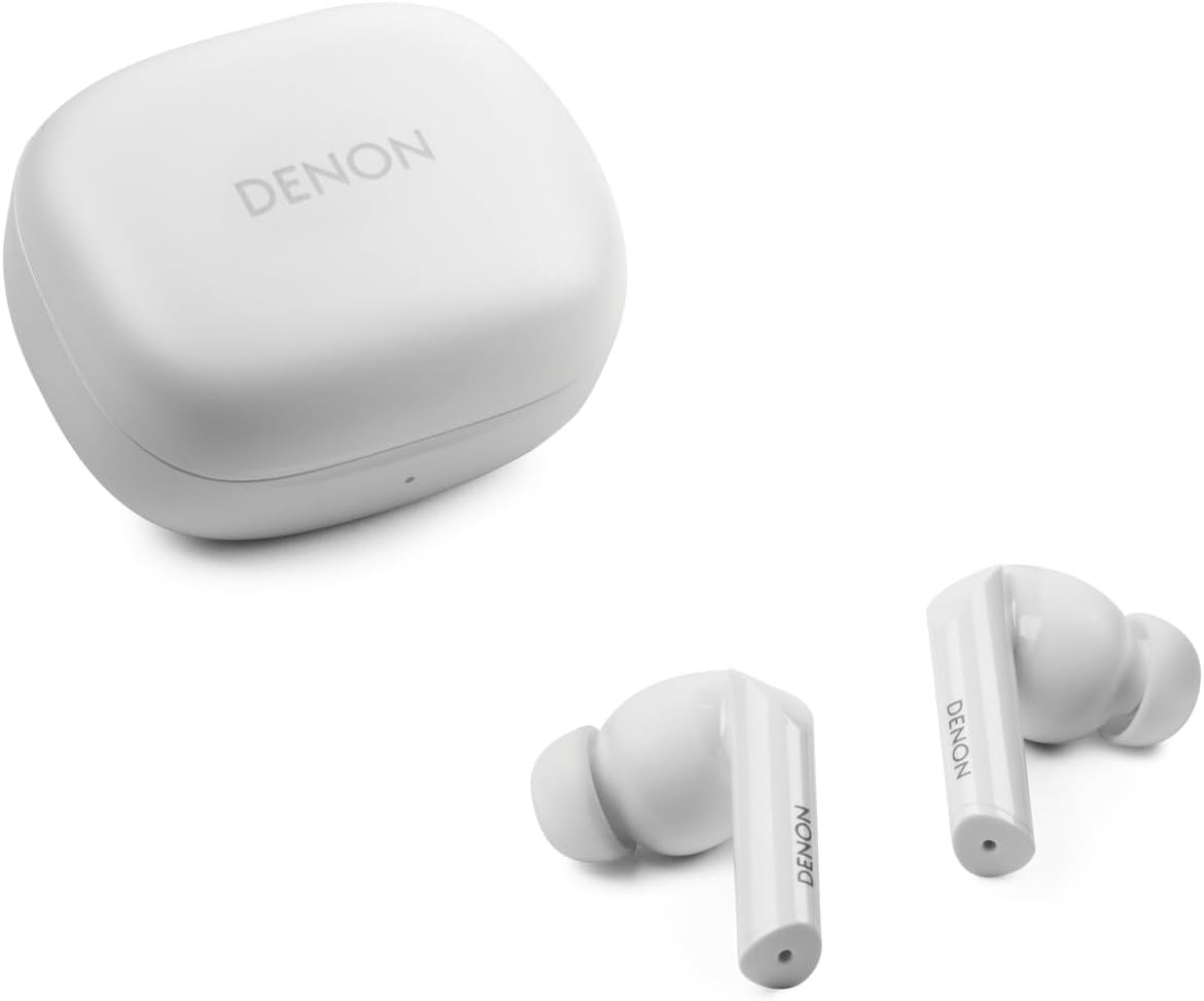 Denon AH-C840NCW True Wireless Earbuds, Bluetooth 5.3, Adaptive Hybrid Noise Cancelling, IPX4 Water Resistant, White