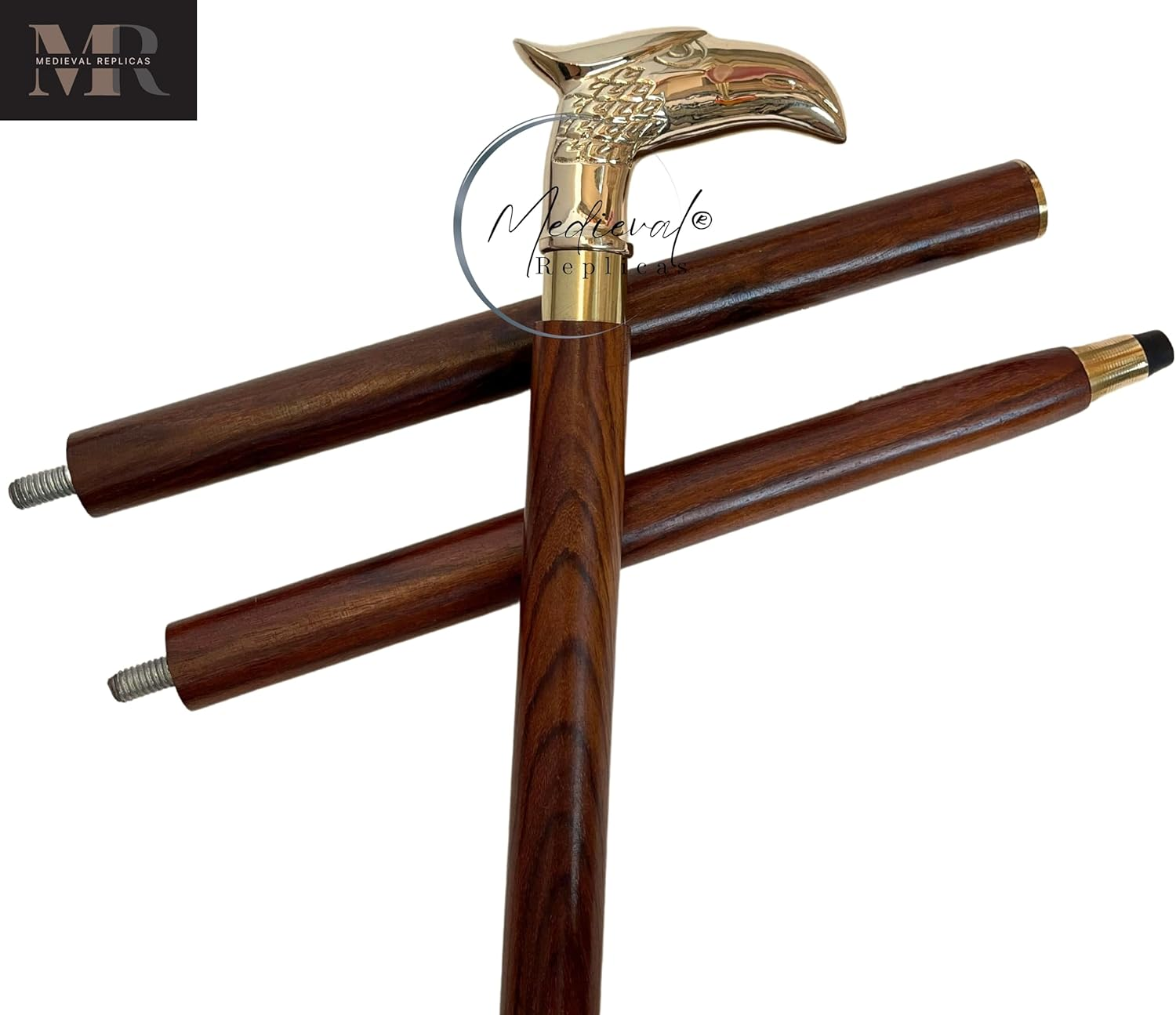 Today Sale on Eagle Walking Stick - Decorative Cane Walking Stick for Men and Women - Wooden Canes and Walking Sticks with Metal Brass Handle - Symbol of Power and Strength image number 4