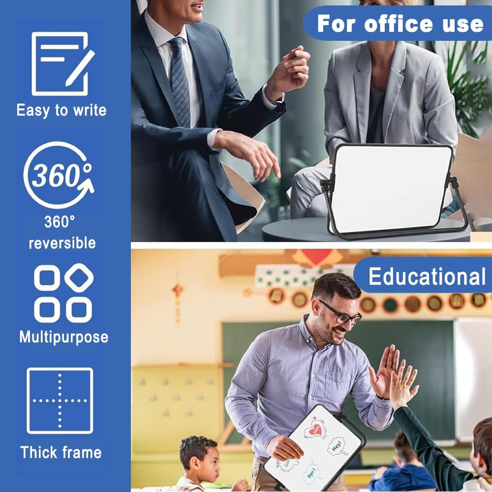 Magnetic Whiteboard Desk Double Sided White Boards with Stand Portable Small White Board Reusable for Office, Classroom,Home School Kids Drawing to Do List (42 * 30Cm) image number 4