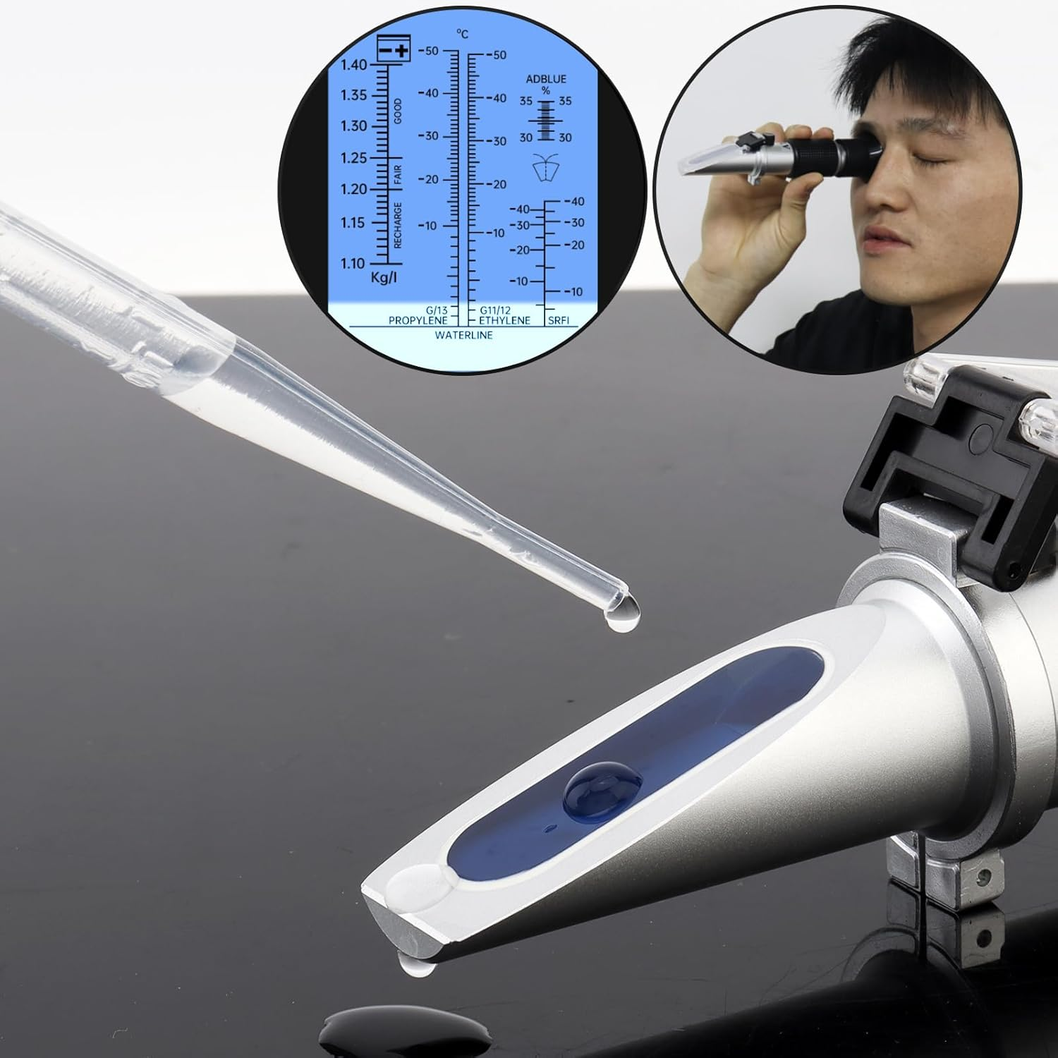 Origlam 4-In-1 Car Adblue Urea Refractometer Battery Fluid Ethylene Propylene Glycol ATC image number 1