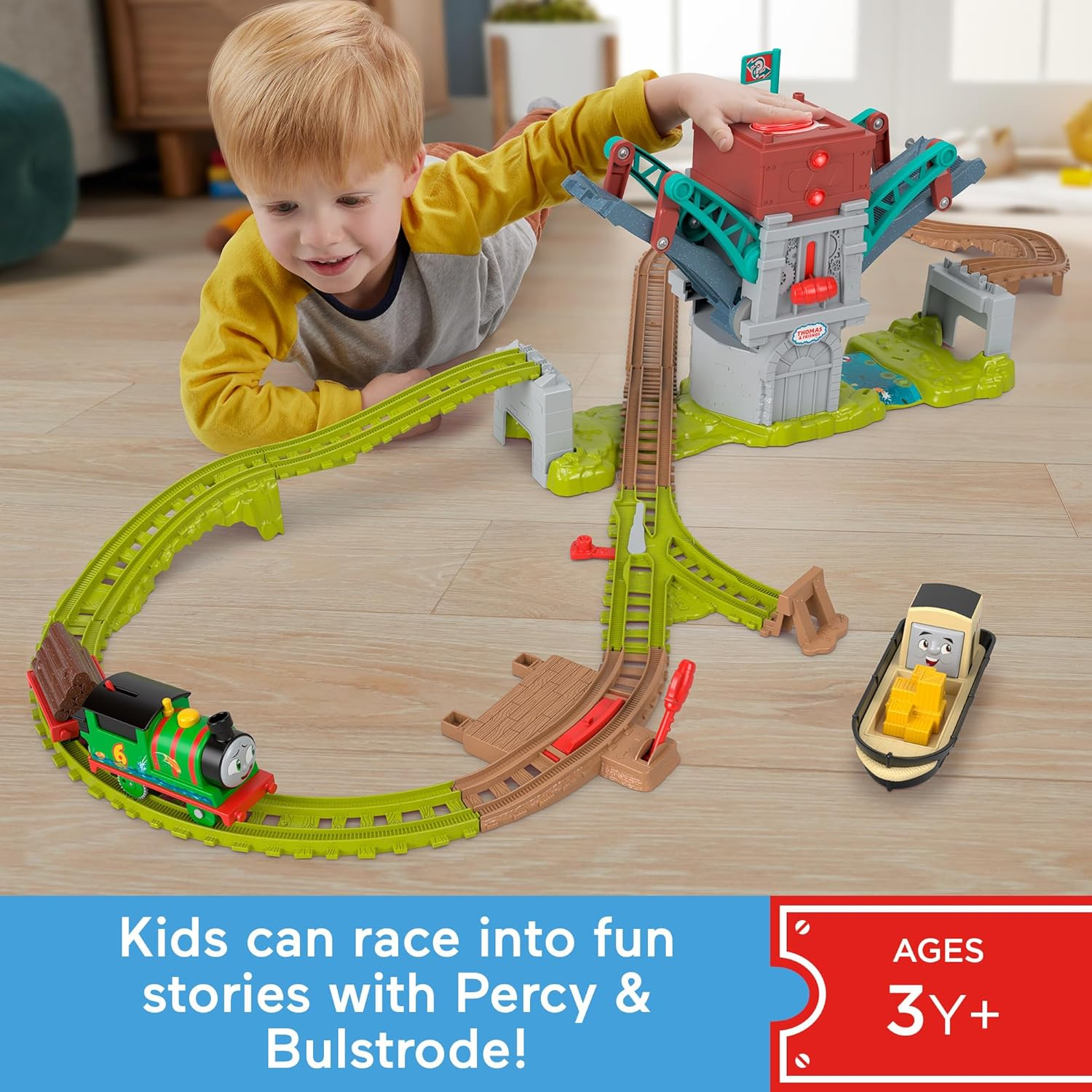 ​Thomas & Friends Train Set Talking Bulstrode & Which-Way Bridge Track Playset with Sounds & Percy Engine for Kids Ages 3+ Years, UK English Version image number 2