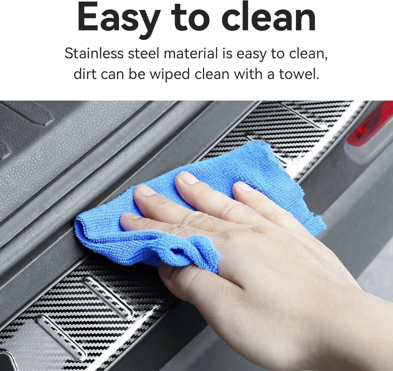 Bercicci Exterior Rear Bumper Protector for Toyota Camry 2018-2024 2025 2026 (Include Hybrid) Accessories Stainless Steel Rear Bumper Guard Trunk Sill Protector (Carbon Fiber)