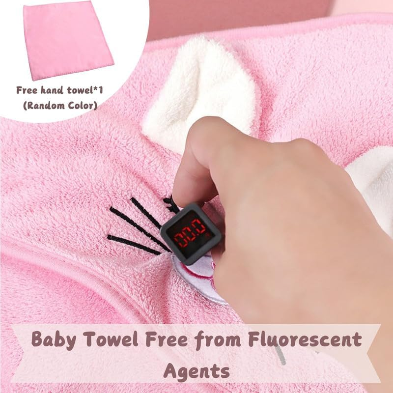 Baby Towel, Hooded Towel for Babies, Ultra Soft Baby Towels, Super Absorbent and Washable, Baby Towel with Unique Animals for Baby Gift image number 6