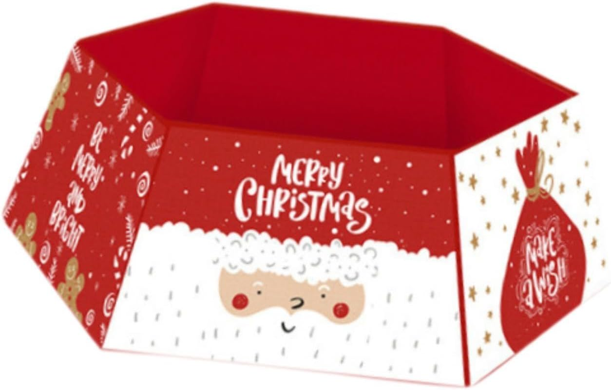 TENOL Christmas Tree Collar Christmas Tree Skirt Hexagon Ornament Decorative Christmas Decoration Christmas Tree Ring for Party, Style D image number 4