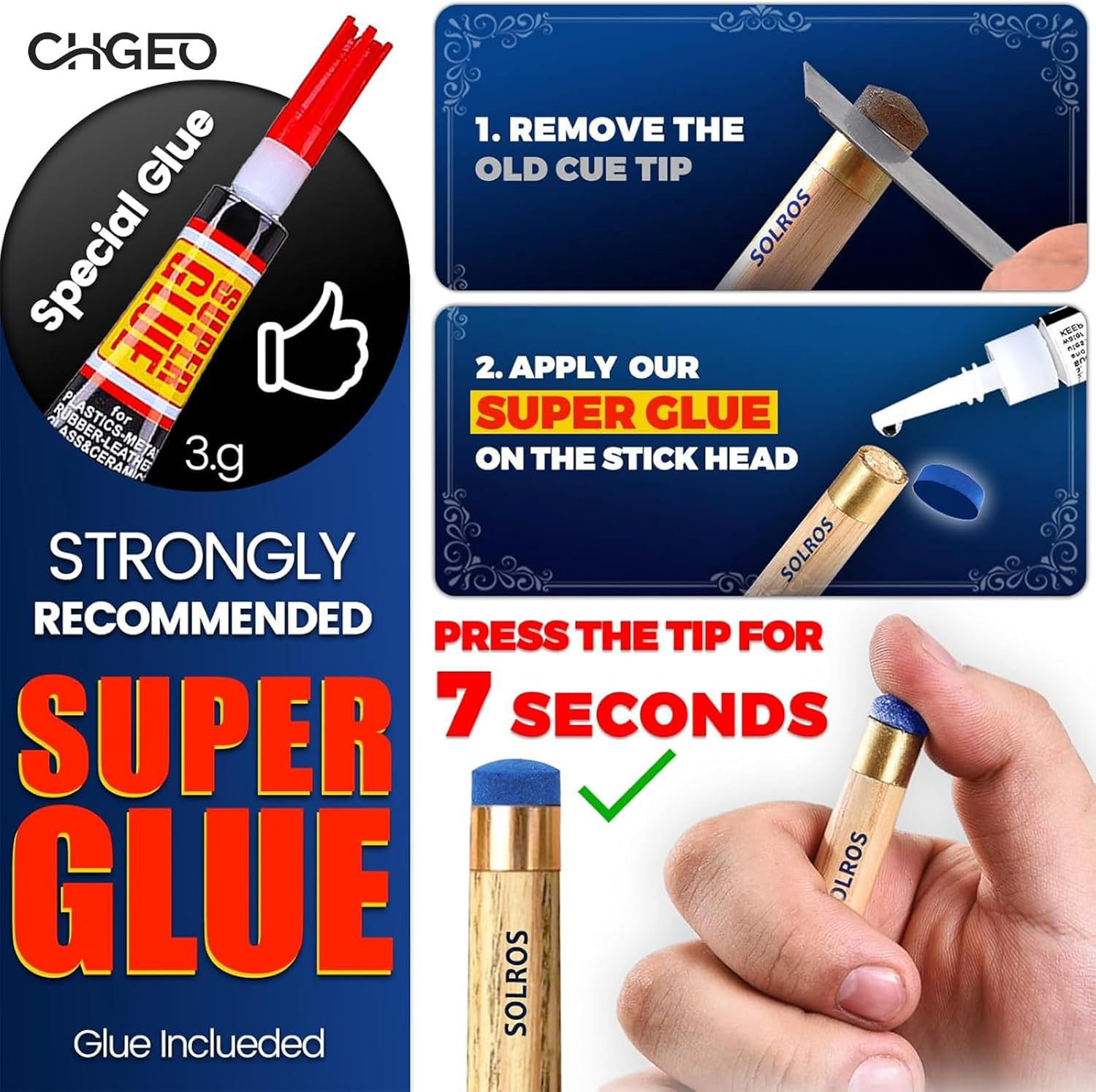 30-Pack Billiard Pool Cue Tips - Pool Cue Stick Tips Replacement Repair Kit Billiard Cue Tips with Storage Box for Pool Table Cues Stick Tips Head and Leather Snooker Stick image number 4