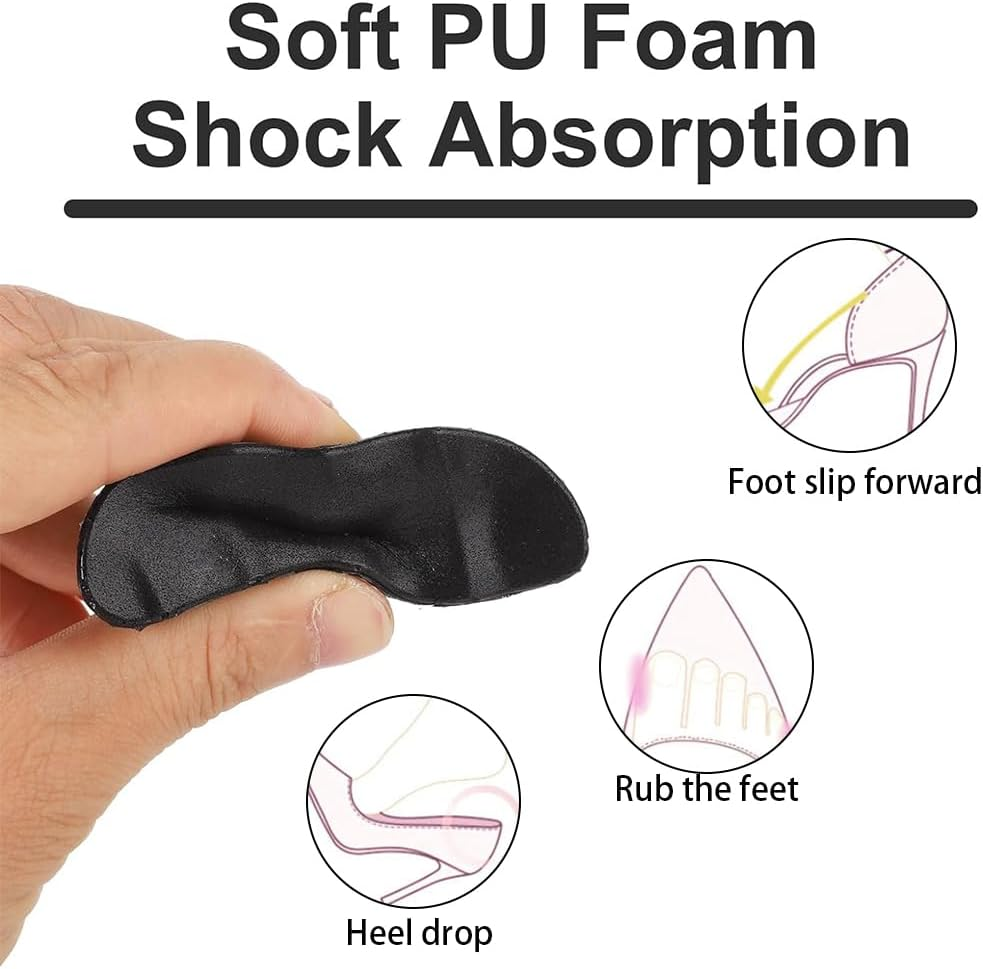 Toe Filler Inserts, Shoe Filler Inserts for Loose Shoe, 2 Pairs Toe Cushion Fillers Make Shoes Fit,Half-Size Insoles Shoe Too Big for High Heels,Toe Cushion Fillers Half Size Shoes Fitter,Black Round