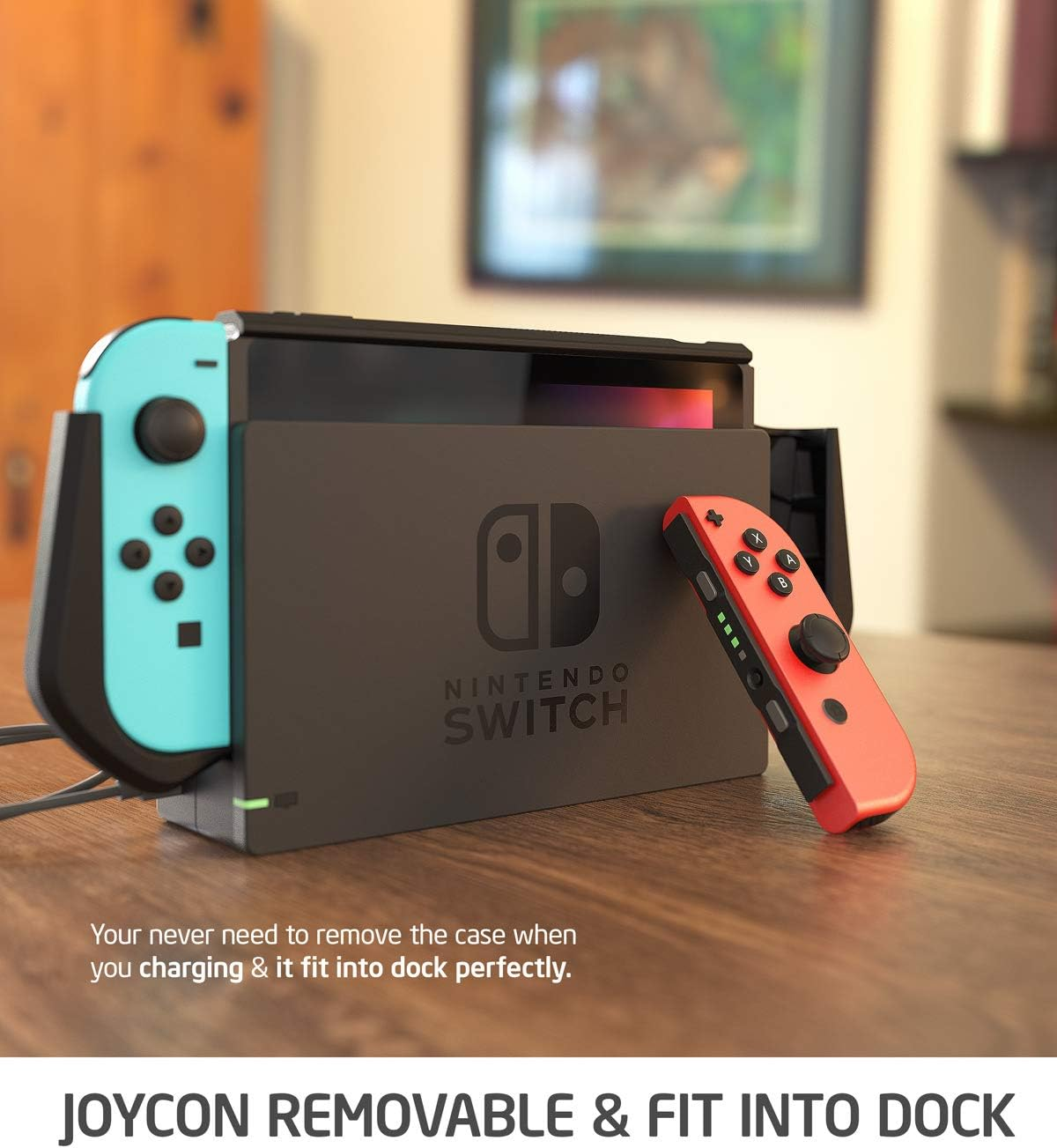 Dockable Case for Nintendo Switch, Mumba [Blade Series] TPU Grip Protective Cover Case Compatible with Nintendo Switch Console and Joy-Con Controller (Black) image number 6