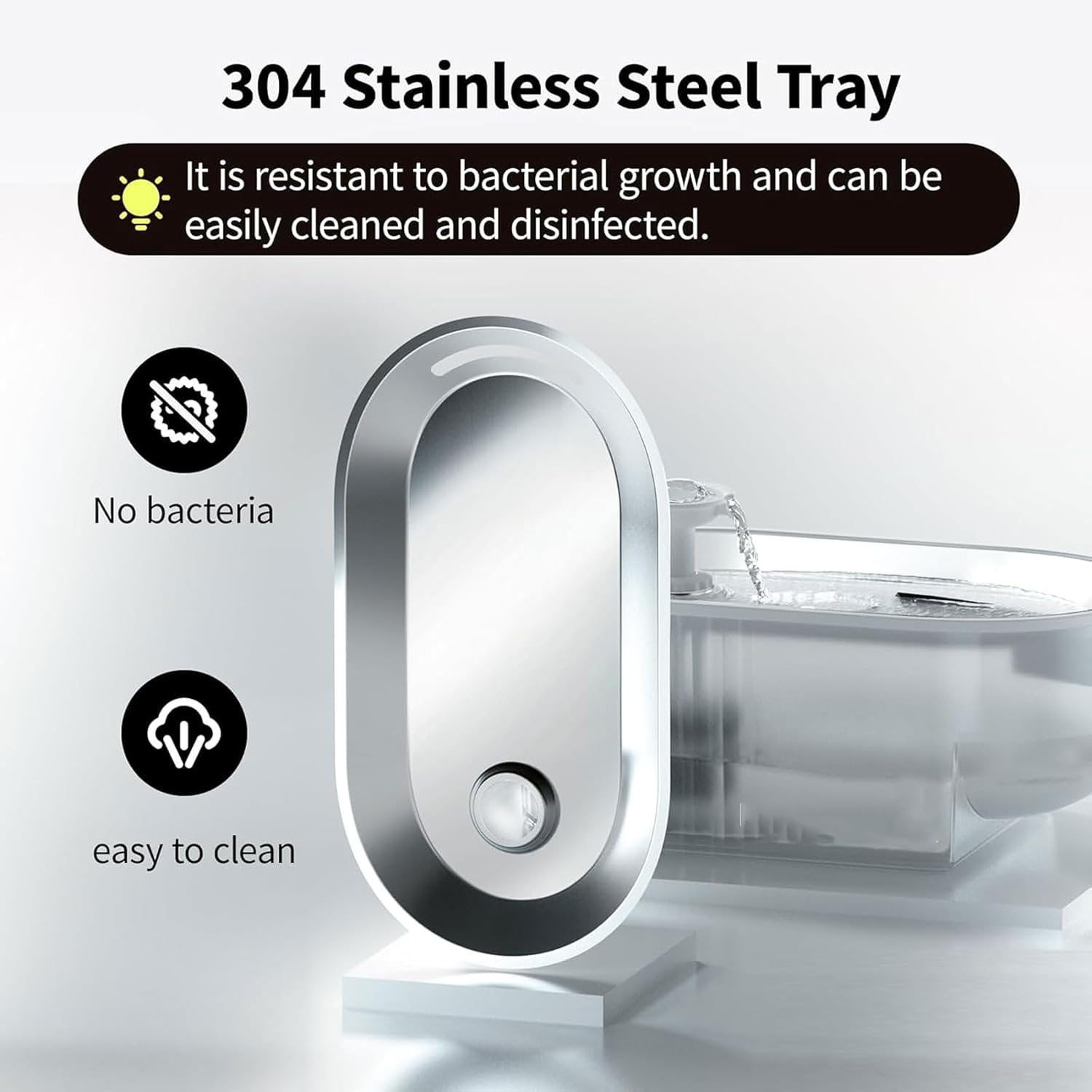 Dog Water Bowl 304 Stainless Steel Cat Water Fountain Pet Smart Water Dispenser Ultra-Quiet 5V Pump Transparent Water Tank with Water Level Indicator Pet Bowl image number 4