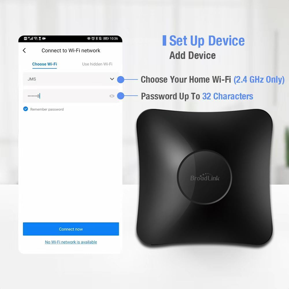 Broadlink RM4 Pro IR & RF Smart Remote, All in One Hub, Code Learning Wi-Fi Universal Remote Control for TV, Air Conditioner, Curtain Motor (2.4 Ghz Wi-Fi Only) Works with Alexa, Google Home, IFTTT image number 2