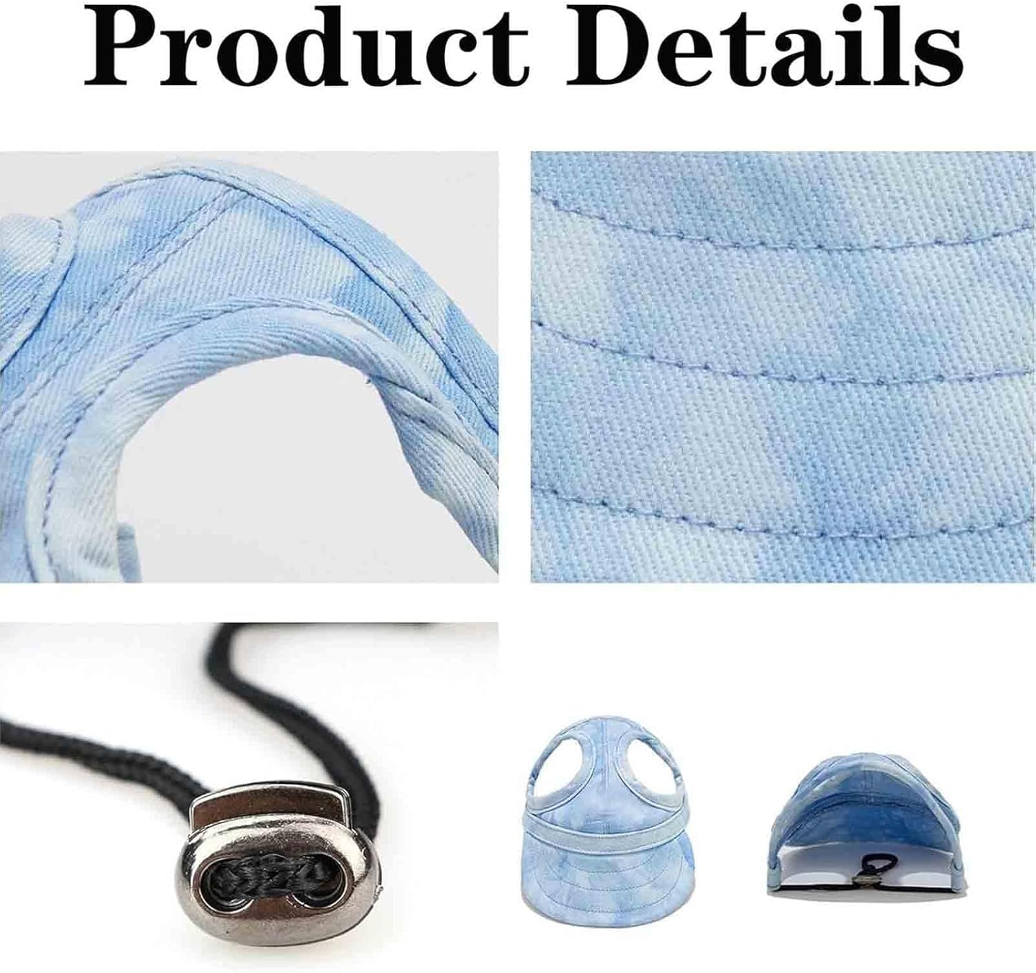 Outdoor Sun Protection Hood for Dogs, Dog Hat Canvas Dog Sun Hat Dog Baseball Cap, Dog Travel Sport Hat, Adjustable Pet Sunbonnet with Ear Holes (XL,I) image number 7