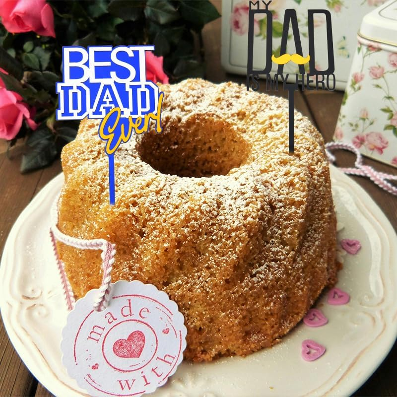 Yangqian 4Pcs Best Dad Ever Fathers Day & Birthday Cake Toppers - Gold, Black, Blue, Yellow Acrylic image number 3