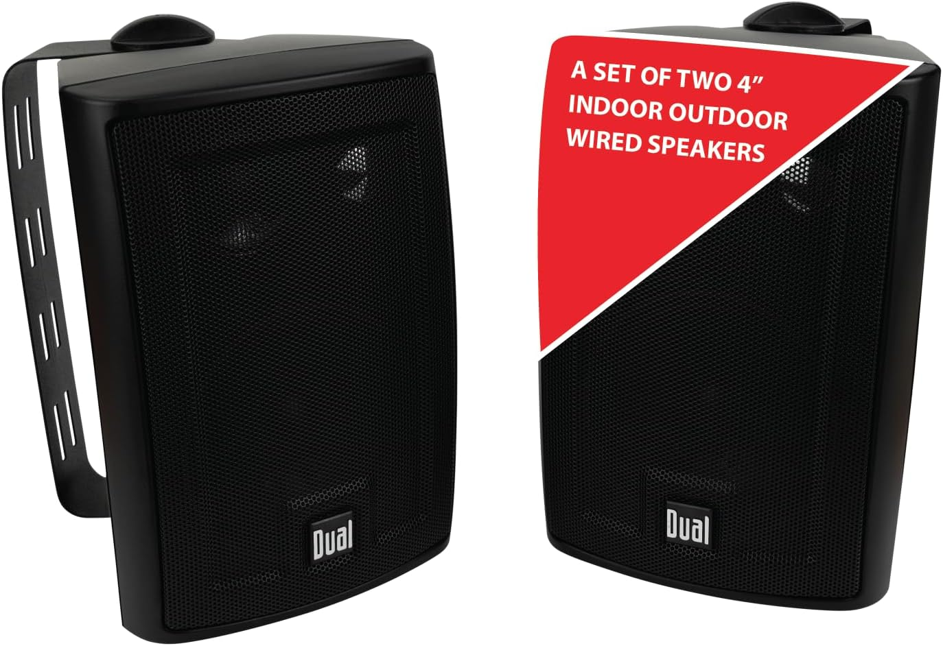 Dual Electronics LU43PB 4 Inch 3-Way High Performance Indoor, Outdoor & Bookshelf Studio Monitor Speakers with Swivel Brackets & 100 Watts Peak Power