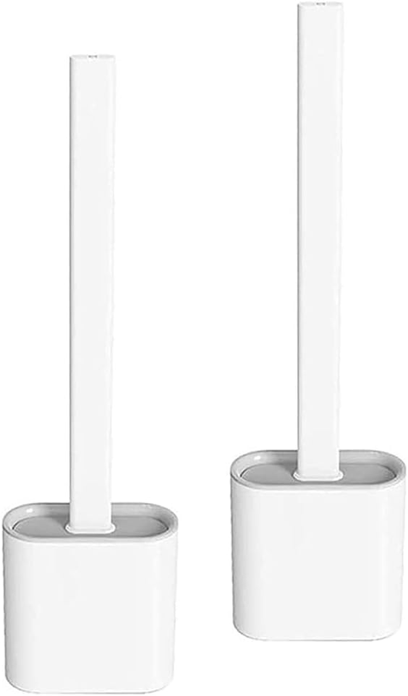 2 Pcs Toilet Brush and Holder Set,Wall Mounted and Standing,With TPR Bristles for Bathroom Cleaning image number 6