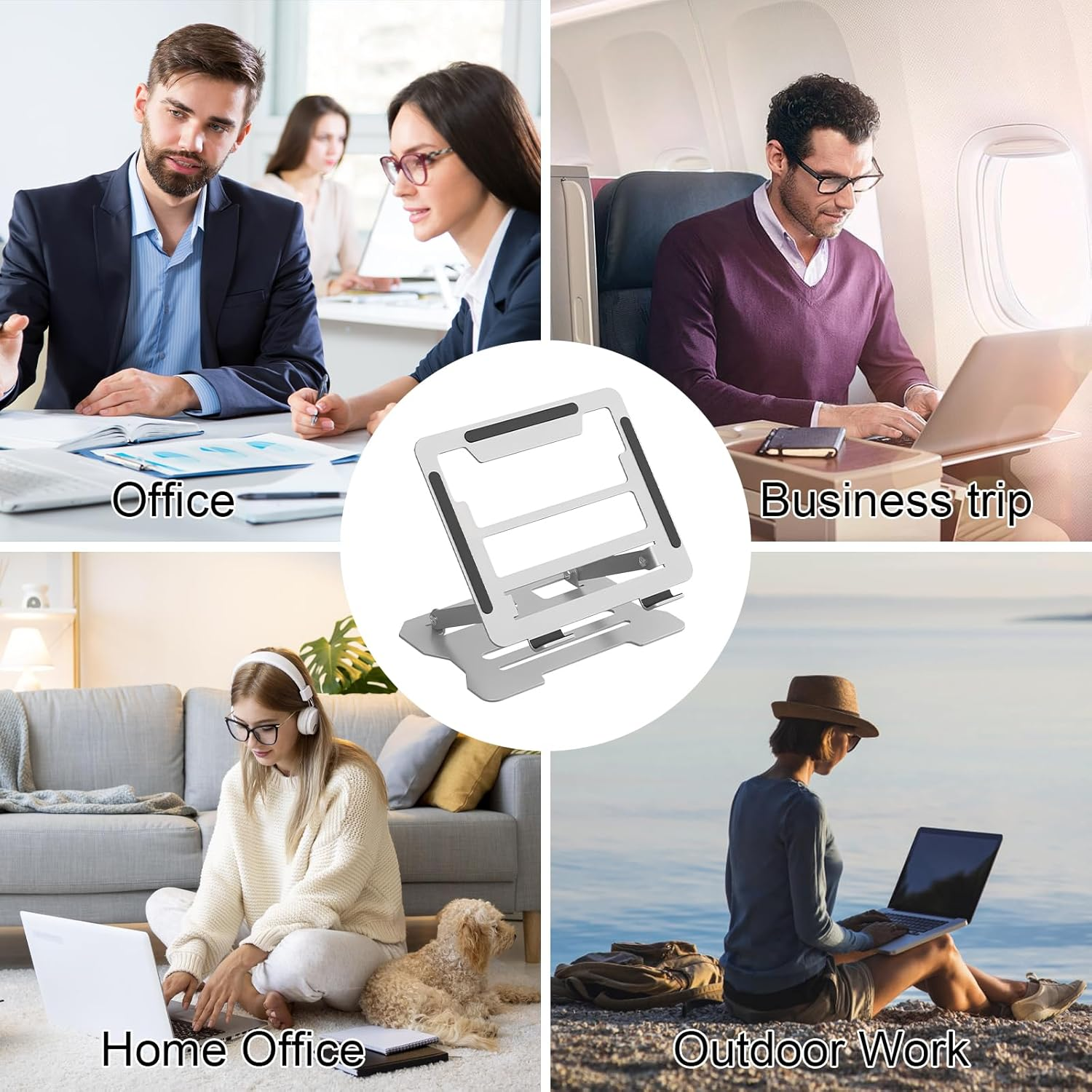 Adjustable Laptop Stand, Ergonomic Portable Laptop Riser Holder for Desk, Foldable Portable Tablet Notebook Holder Compatible with Macbook Pro/Air, Surface, Lenovo, Laptops image number 4