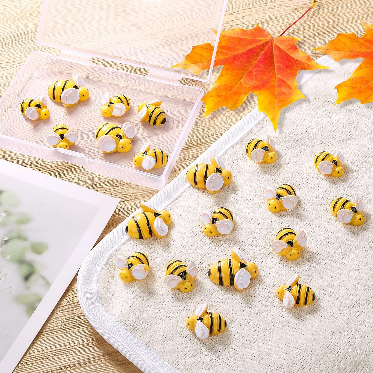 40 Pieces Tiny Resin Bees,Tiny Resin Garden Bumblebees Embellishment Bee Decors with Box DIY Wreath Bees Decoration for DIY Crafts Scrapbooking Party Home Decor image number 4
