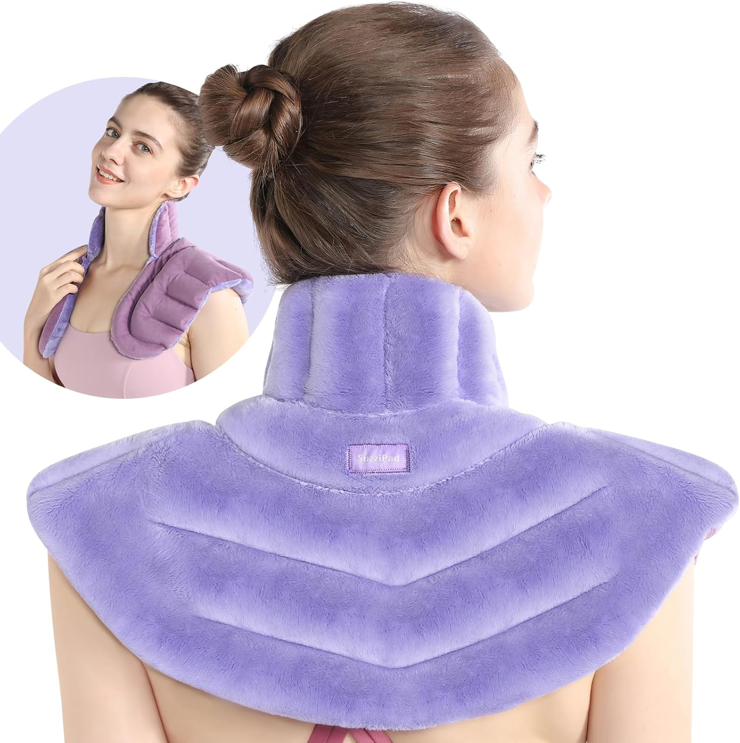 Suzzipad Microwave Heating Pad for Neck and Shoulders, Weighted Shoulder Wrap to Reduce Discomfort, Heated Wraps with Herbal Aromatherapy, Moist Heat Warmer Hot & Cold Compress image number 2