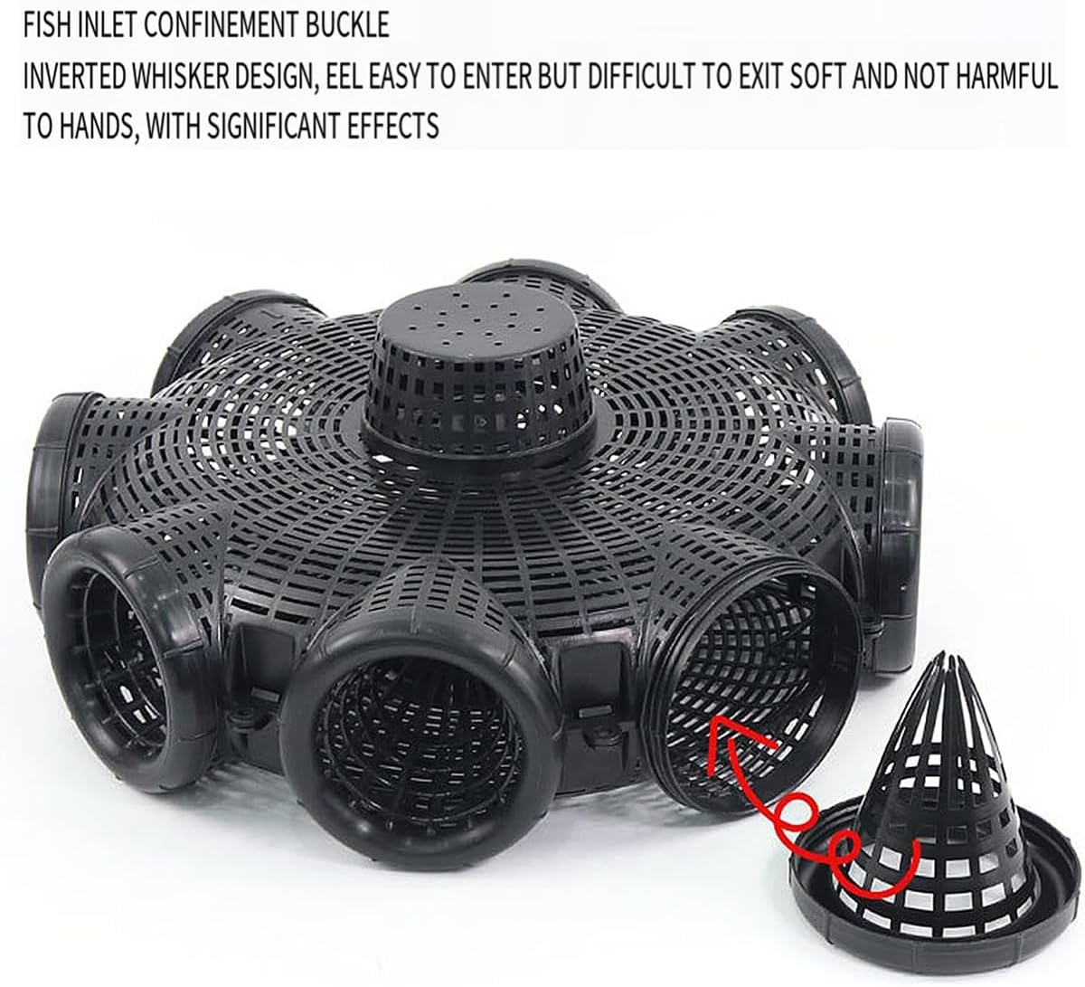 AIMALL Eight-Hole EEL Cage Fish Trap, Yellow EEL and Lobster Catcher, Bottom Sank Fishing Cage for Loach and EEL, 14.57 X 4.33 In image number 2